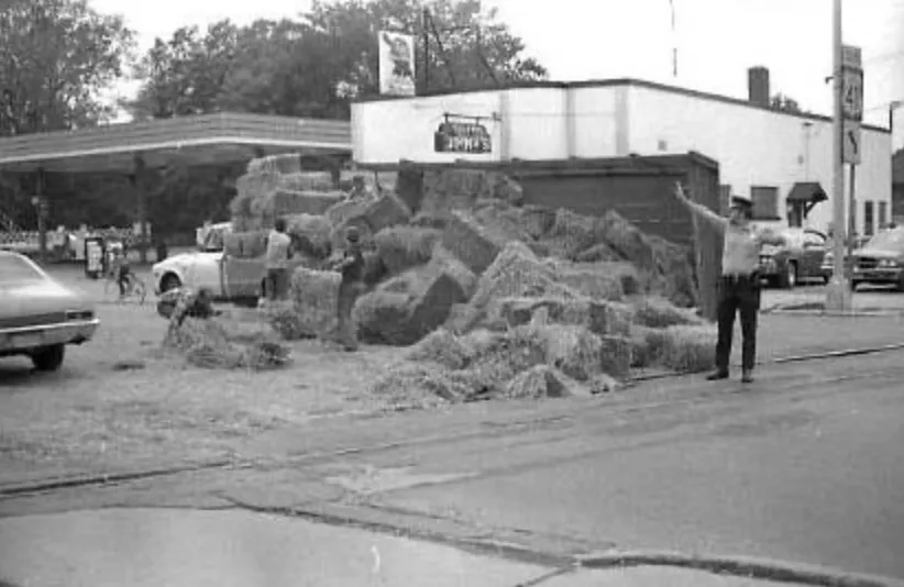 Hay spill at Jimmy's bar
